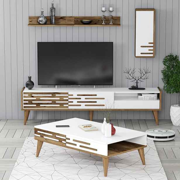 Living Room Furniture Set Valensiya - Walnut, White