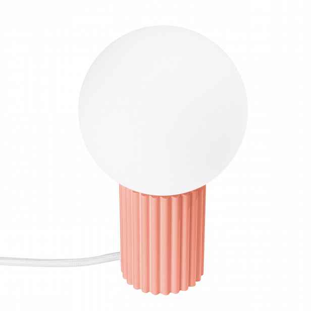 Sollux Noční lampa Halo rýhovaná základna v barvě broskve s vypínačem
