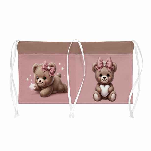 TEMU 1 ks Kouzelná Kawaii Roztomilá Závěsná Taška na Čtverec Postele s Medvídkem, Hviezdou, Růžovou Mašlí, Úložná Taška k Posteli, Víceúčelová Úložná