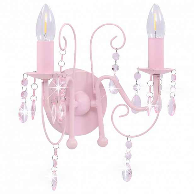 vidaXL Nástěnná lampa s korálky růžová 2 x žárovka E14