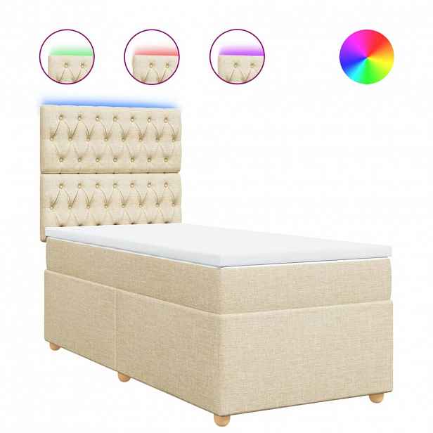 vidaXL Box spring postel s matrací krémová 90x190 cm textil