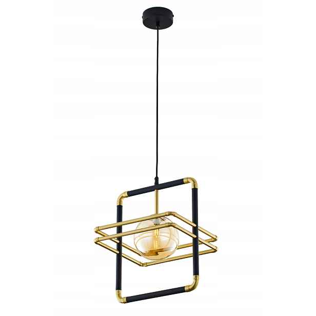 Jupiter Závěsná lampa Fiori Zlato-Černá, Skleněná koule, 1xG9, 14W