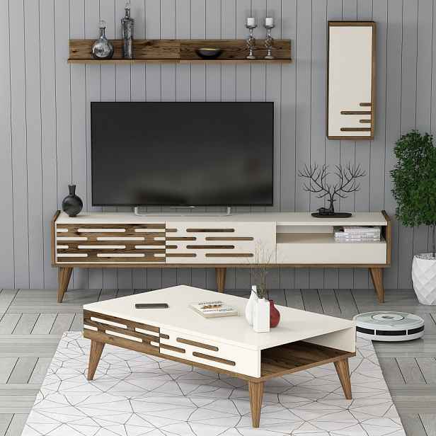 Living Room Furniture Set Valensiya - Walnut, Cream