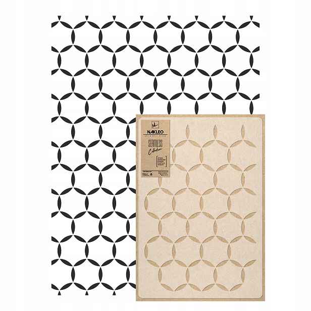 Opakovatelná malířská šablona Opakovaně Použitelný 59x95 cm Tapeta Kruhy Hexagon Retro