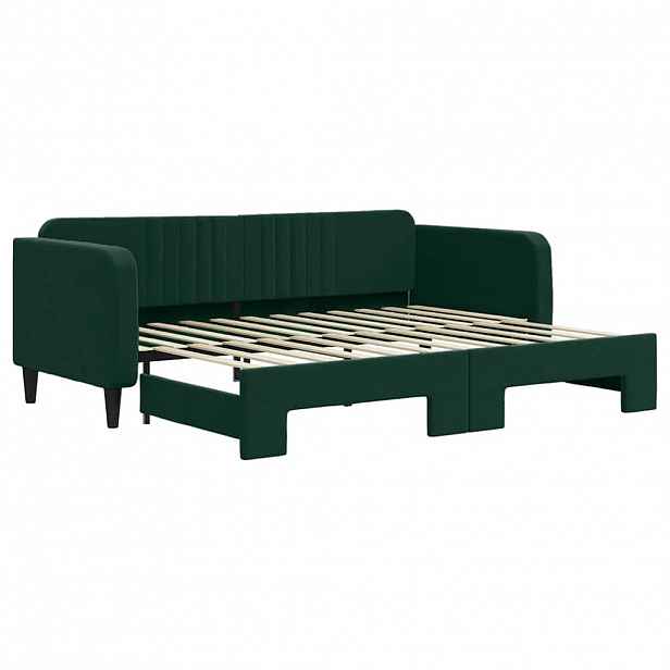 vidaXL Válenda s přistýlkou tmavě zelená 90 x 200 cm samet
