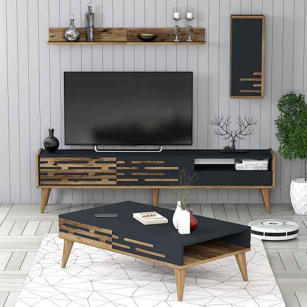 Living Room Furniture Set Valensiya - Walnut, Anthracite