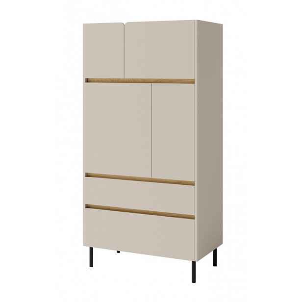 Vysoká komoda Lucky, pískově béžová/olejovaný dub