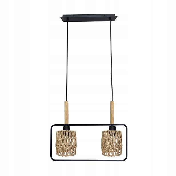 Crown Závěsná Lampa Boho Loft Černá 2X40W E27 Stínidlo Béžové