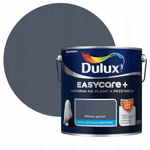 Dulux EasyCare Plus Barva Odolná Proti Drhnutí Loftový Granát 2,5L