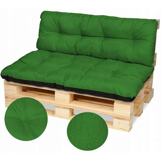 Polštáře na nábytek z palet, lavička 120x80+120x38 zelená