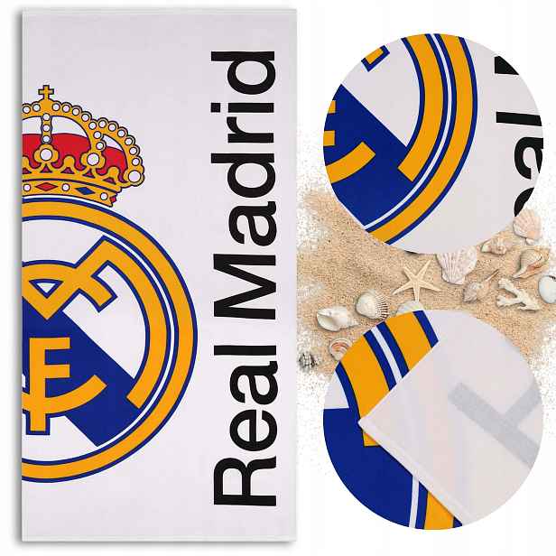 Real Madrid Rychleschnoucí Koupací ručník pro fanouška Velký, bílý Na Pláž