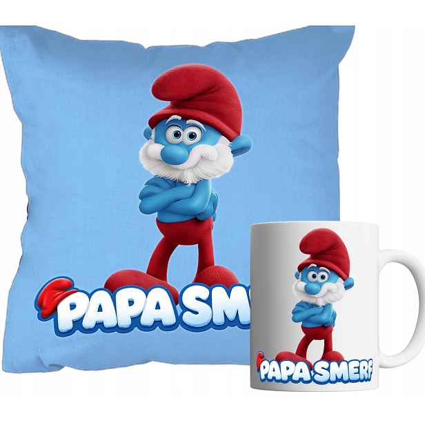 Sada Hrnek A Polštář Modrý Šmoulové Taťka Šmoula Dárek Jméno