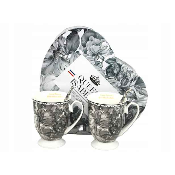Dva hrnky porcelánový set Queen lžičky růže