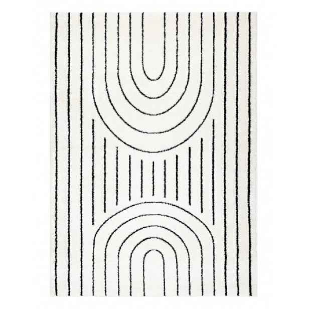 Kusový koberec Mode 8494 geometric cream/black, 140x190, bílá, černobílá, chodba / předsíň, Dywany Łuszczów