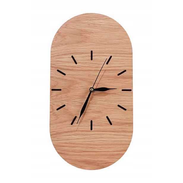Oválné hodiny z dubové překližky 40×21 cm – tiché, stylové, ekologické