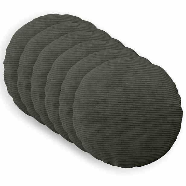 vidaXL Povlak na polštář 6 pcs HEERLEN Antracitová Ø 30 cm manšestr