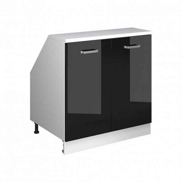 Vicco ŠIKMÁ SKŘÍŇ Rion Černý vysoký lesk 80 x 81.6 cm se 2 dveřmi, korpus skříně hloubka 60 cm