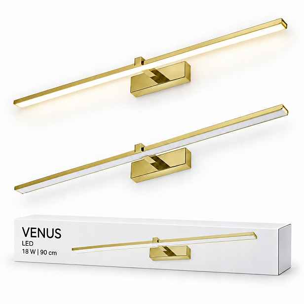 Osvětlení zrcadla Venus Led 18W 90 cm, zlaté, neutrální, 4200K, IP44 1100lm