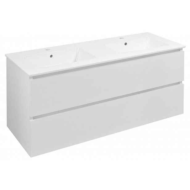 Sapho Ezara - Umyvadlová skříňka, 120x46x55 cm, 2 zásuvky, lesklá bílá EZ121-3030