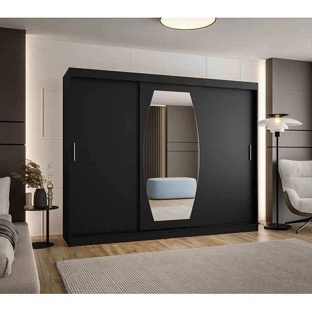 Šatní skříň Abi Rossa Rozměry: 250 cm, Barva korpusu + barva dveří: Černá + Černá