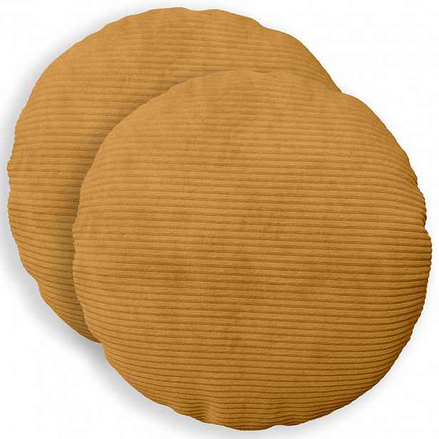 vidaXL Povlak na polštář 2 pcs HEERLEN Žlutá Ø 30 cm manšestr