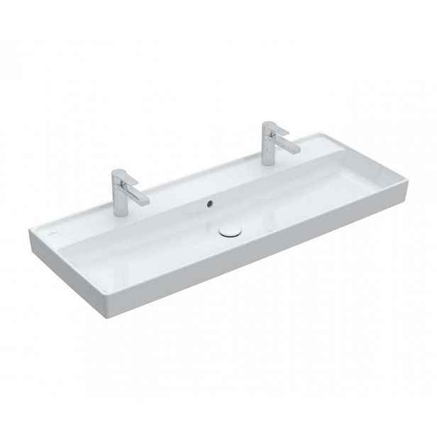 Villeroy & Boch Collaro - Umyvadlo nábytkové 120x47 cm, s přepadem, 2 otvory pro baterii, CeramicPlus, Stone White 4A33C4RW