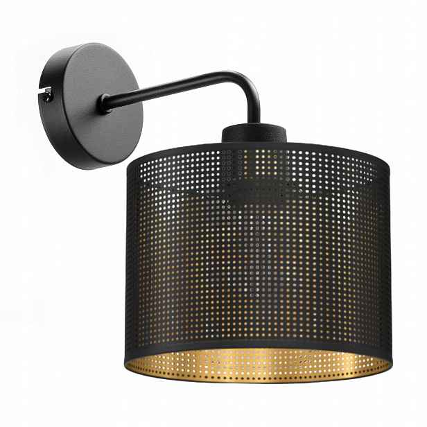 Led Nástěnná Lampa S Stínítkem E27, Prolamovaná, S Meshovými Otvory, Zlatá