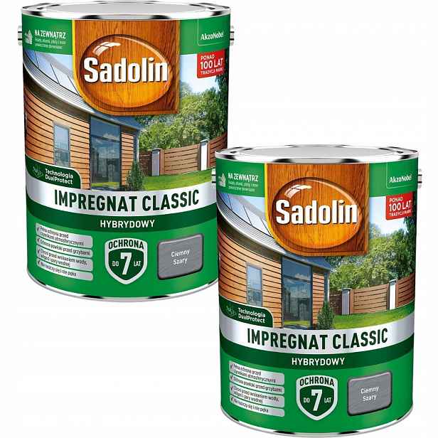 Set Sadolin Classic 2x4,5L Hybridní Impregnat Na Dřevo Tmavě Šedý 9L