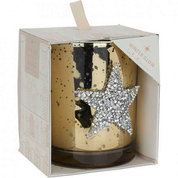 Vánoční dekorační svíčka Star, 8 x 10 cm, zlatá
