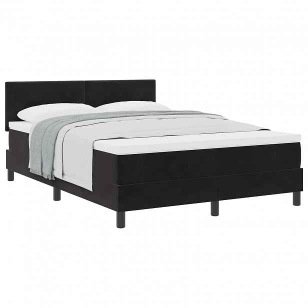 vidaXL Postel s boxspringem s čelo Černá 140 x 190 cm samet