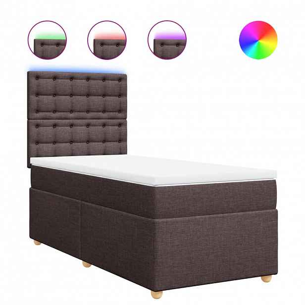 vidaXL Box spring postel s matrací tmavě hnědá 90x190 cm textil
