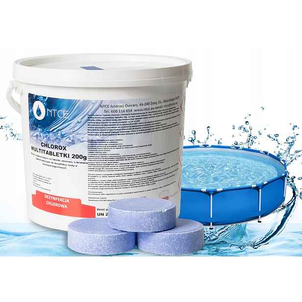 Chlor Velké modré multifunkční tablety Bazén Jacuzzi Ntce 200 g 5 kg