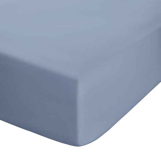 Modré napínací perkálové prostěradlo 90x190 cm Easy Iron Percale – Catherine Lansfield