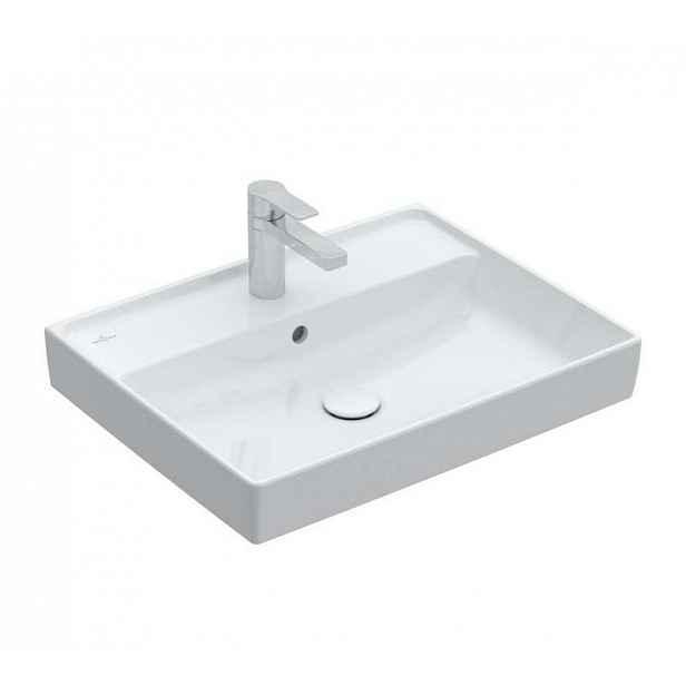 Villeroy & Boch Collaro - Umyvadlo 60x47 cm, s přepadem, otvor pro baterii, CeramicPlus, alpská bílá 4A336GR1