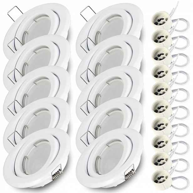 10 x nastavitelné halogenové stropní očko bílé Led žárovka GU10 7W 4000K