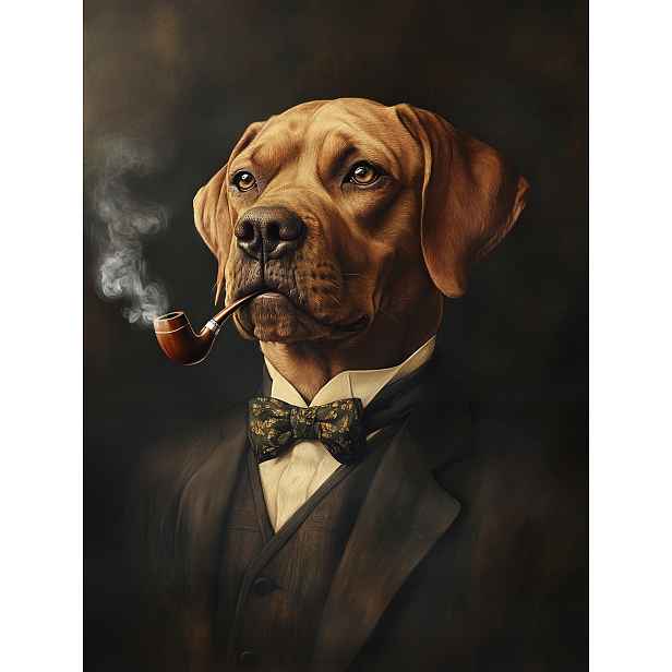 Plakát Portrét Psa Gentleman Smoking Fajka Retro 75x100