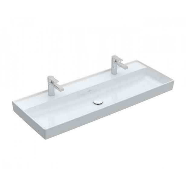 Villeroy & Boch Collaro - Dvojumyvadlo nábytkové 120x47 cm, bez přepadu, 2 otvory pro baterii, CeramicPlus, Stone White 4A33C1RW