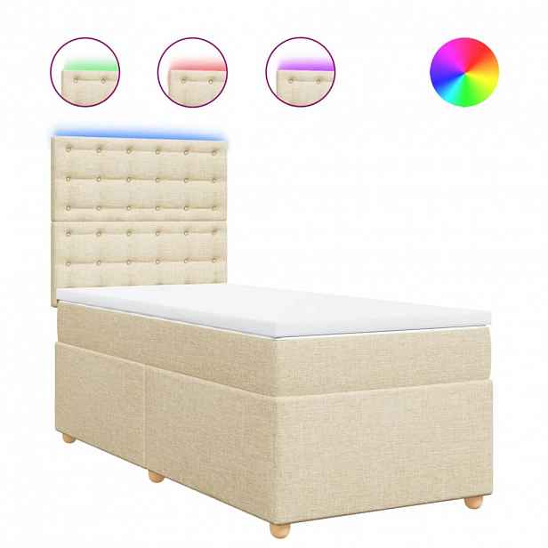 vidaXL Box spring postel s matrací krémová 90x190 cm textil