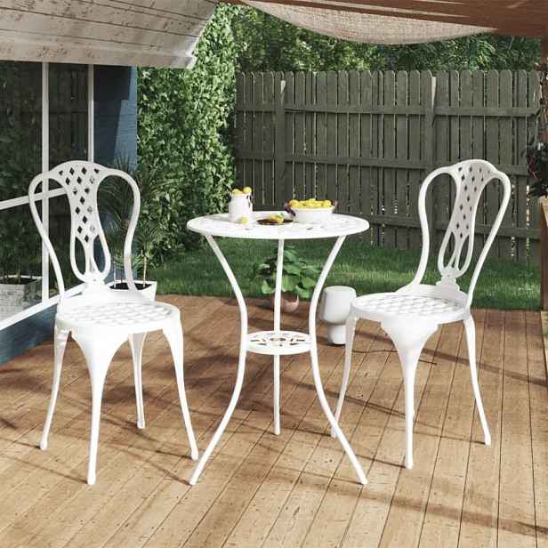 Zahradní bistro set 3 ks litý hliník Bílá