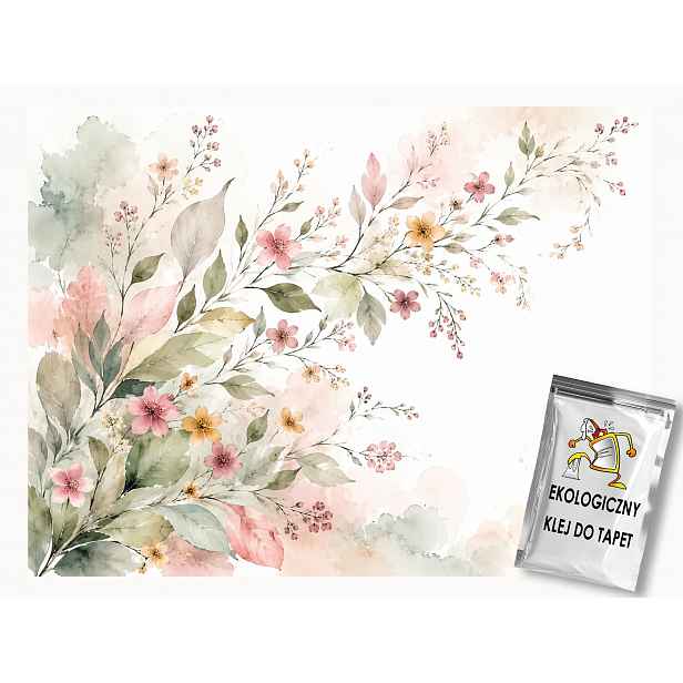 Fototapeta Flizelina Akvarel Pastelové Popínavé Květy Listy 312x219 130g