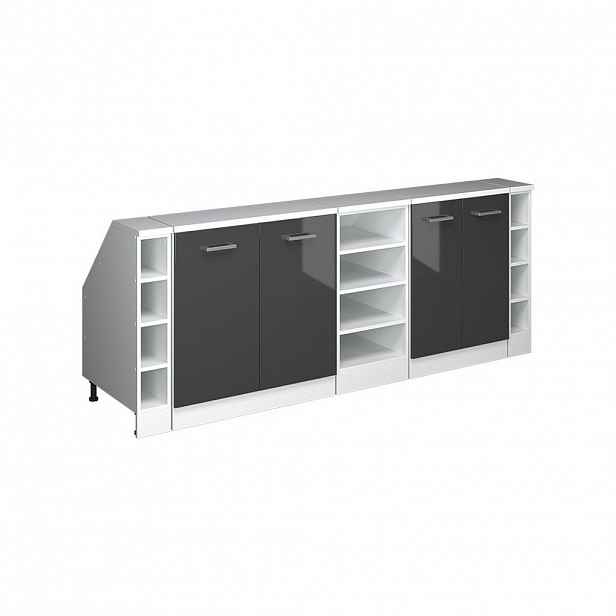Vicco ŠATNÍ SESTAVA PRO ŠIKMÉ STŘECHY Rion Antracitový vysoký lesk 210 cm Sada 5 korpusů skříně hloubka 60 cm