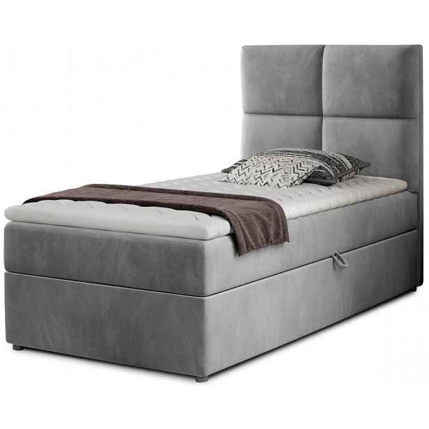 Boxspring YERN 90x200 cm, světle šedá látka