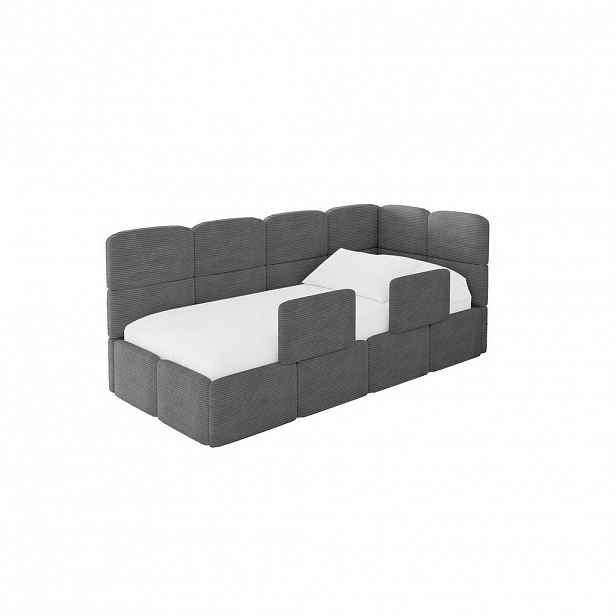 ALTDECOR JEDNOLŮŽKOVÁ POSTEL pro mládež s úložným prostorem, vlevo - KIVY 80x200 tmavě šedá