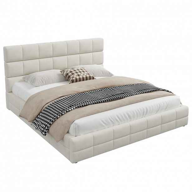 CHICFURN ČALOUNĚNÁ POSTEL 180/200 cm v béžové barvě ze sametu