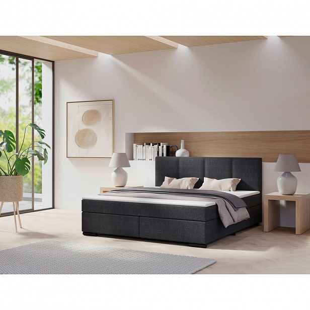 MID.YOU POSTEL BOXSPRING, 200/200 cm, antracitová