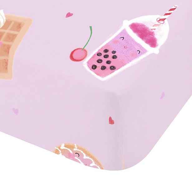 Růžové napínací dětské prostěradlo na jednolůžko 90x190 cm Sweet Treats – Catherine Lansfield