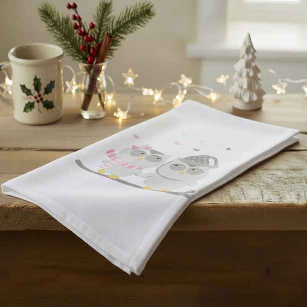 Vánoční utěrka LOVELY CHRISTMAS mikrovlákno 38x63 cm motiv SOVIČKY
