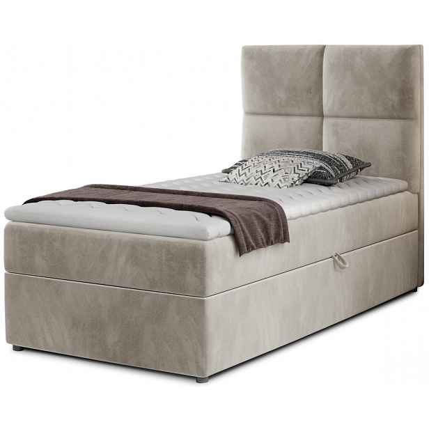 Boxspring YERN 90x200 cm, středně šedá látka