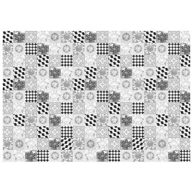 Fototapeta Šedé dlaždice Bílý vzor Geometrie Květiny Elegantní 200x140 lepidlo