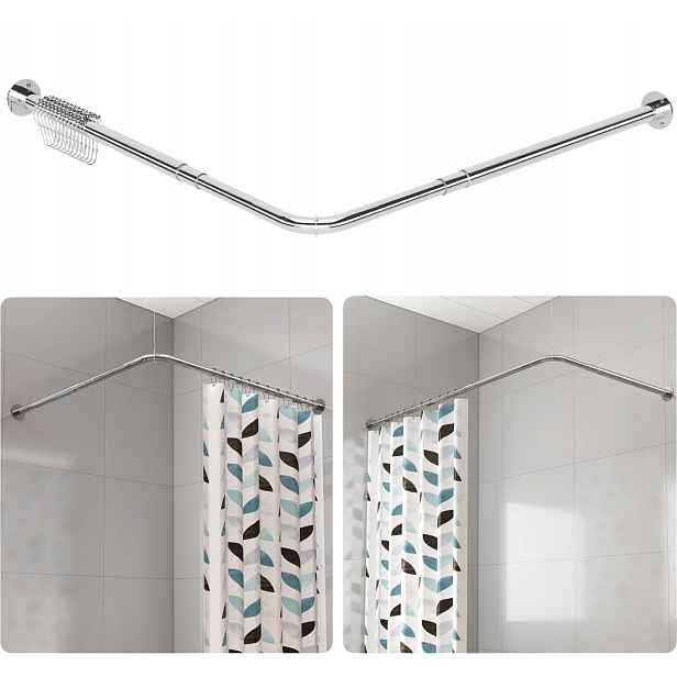 Tyč Na Sprchový Závěs Ve Tvaru Písmene L Rohová 70-95 CM